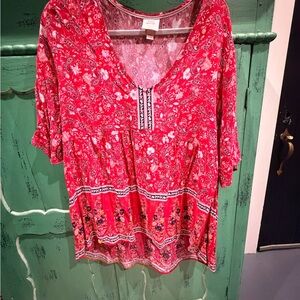 Knox Rose Red Paisley Women's Blouse